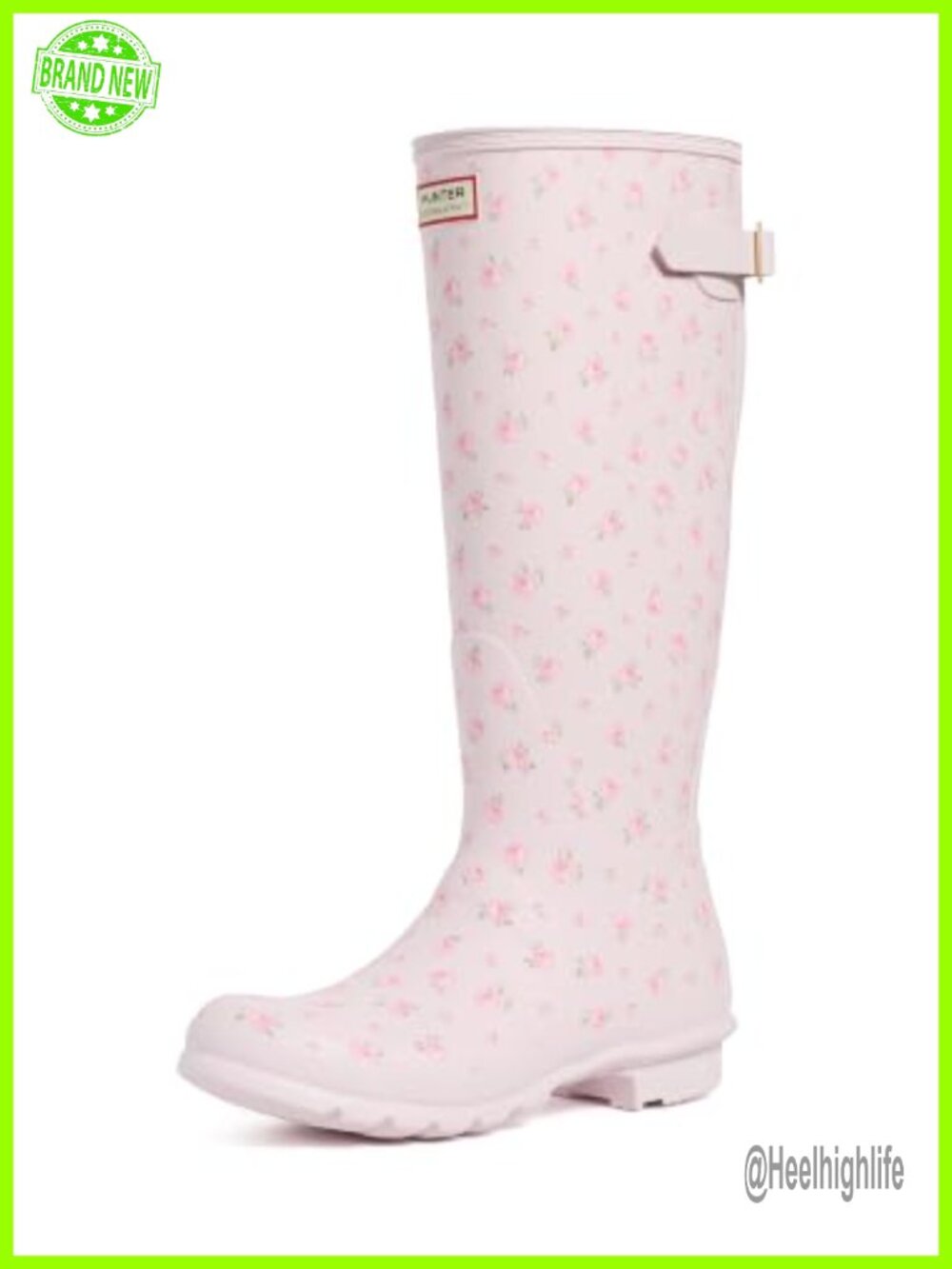 Tall Rubber Rain Boots Adjustable Back Buckle Strap Mid-Calf